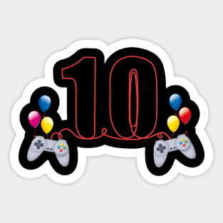 10th Birthday Boy Toddlers Video Gamer Sticker